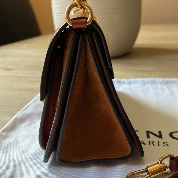 Givenchy Small GV3 Leather & Suede Crossbody Bag Chestnut - Picture 9 of 15